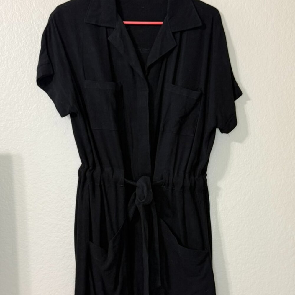 Stitch + Feather Black Button-Up Utility Style Romper - Size M